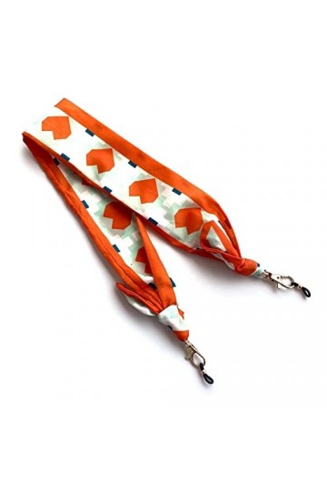 XIDUO Chaîne à lunettes pour femme avec ruban imprimé rétro couleur : orange, taille : 69 cm 