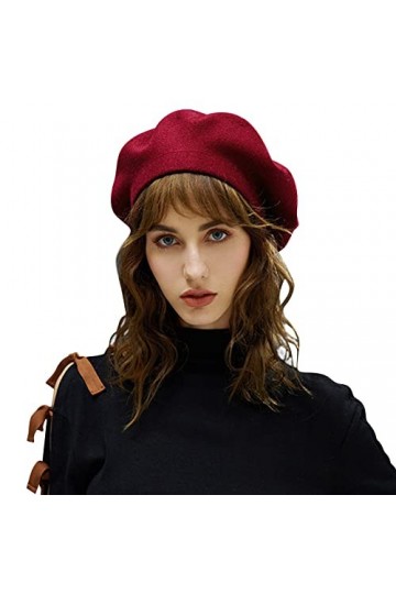 Suwangi Femmes Béret Français Chapeau Casquette Bonnet Laine Couche Double Automne Hiver