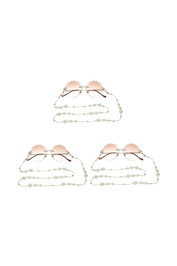 TENDYCOCO 2 Pièces Corde à Lunettes En Perles Dimitation Des Lunettes De Soleil Lunettes Rétro Chaîne De Perles Dimitation L