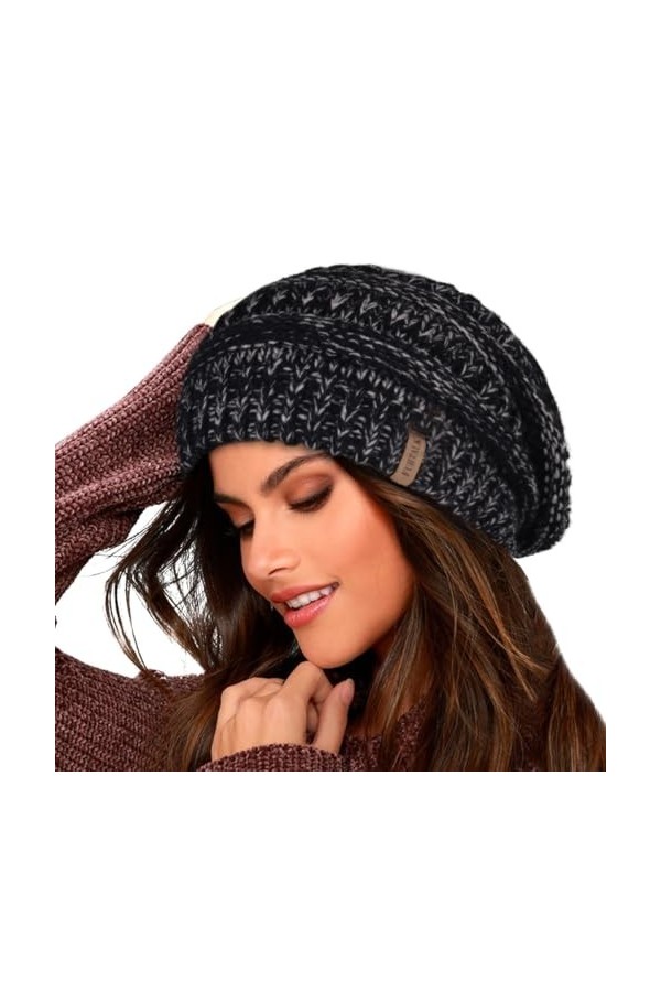 FURTALK Bonnet Femme Bonnet dhiver Chaud avec Doublure Douce Bonnet tricoté doublé