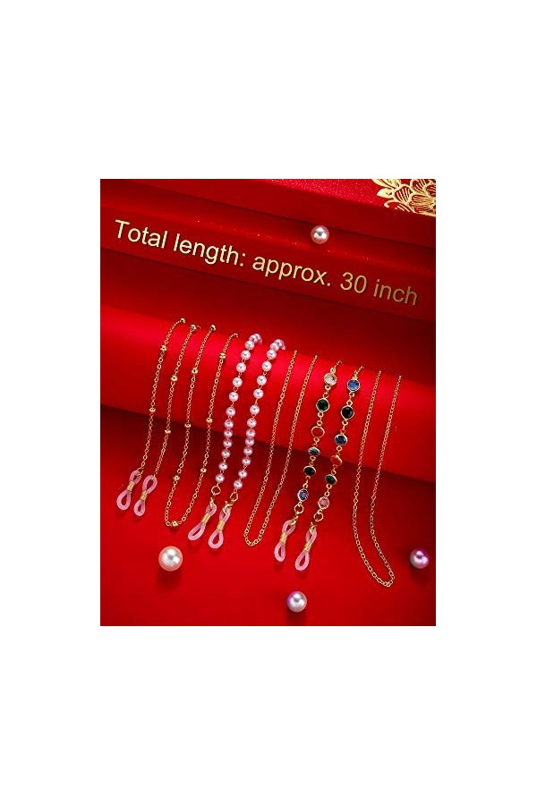 10 Chaînes de Lunettes Sangles de Retenue de Lunettes Cordons de Lunettes Colliers de Lunettes Cordes de Lunettes Femme Or 