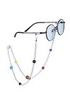 Amogeeli Cordon de Lunettes en Cristal pour Femmes et Hommes, Sangle de Lunettes Planètes en Pierre Réglable, Universel Chaîn
