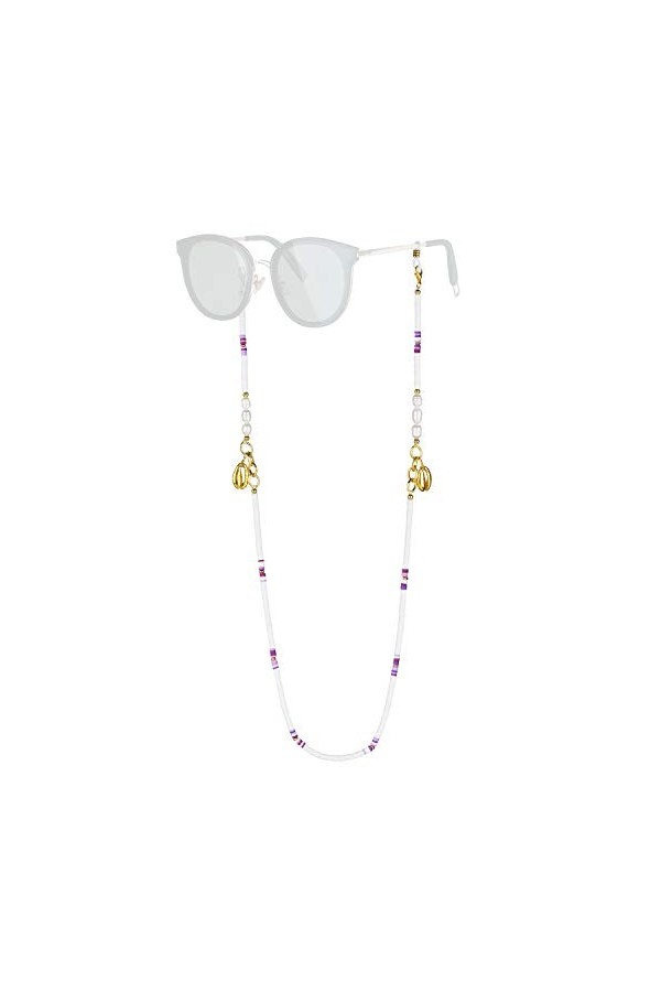 KELITCH Chaînes De Lunettes Sangles Cordons De Support Heishi Shell Charm Sangles De Lunettes De Soleil Lanières En Verre De 