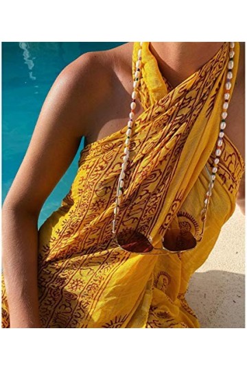 KELITCH Chaînes De Lunettes Sangles Cordons De Support Heishi Shell Charm Sangles De Lunettes De Soleil Lanières En Verre De 