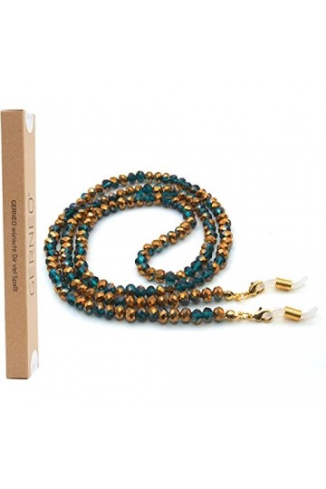 GERNEO® - Oslo - Premium Spectacle Strap & Cord Unisex for Reading Glasses & Sunglasses - Support plaqué or 18 carats - perle