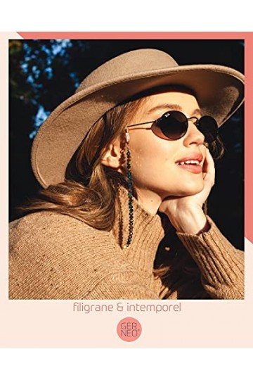 GERNEO® - Oslo - Premium Spectacle Strap & Cord Unisex for Reading Glasses & Sunglasses - Support plaqué or 18 carats - perle