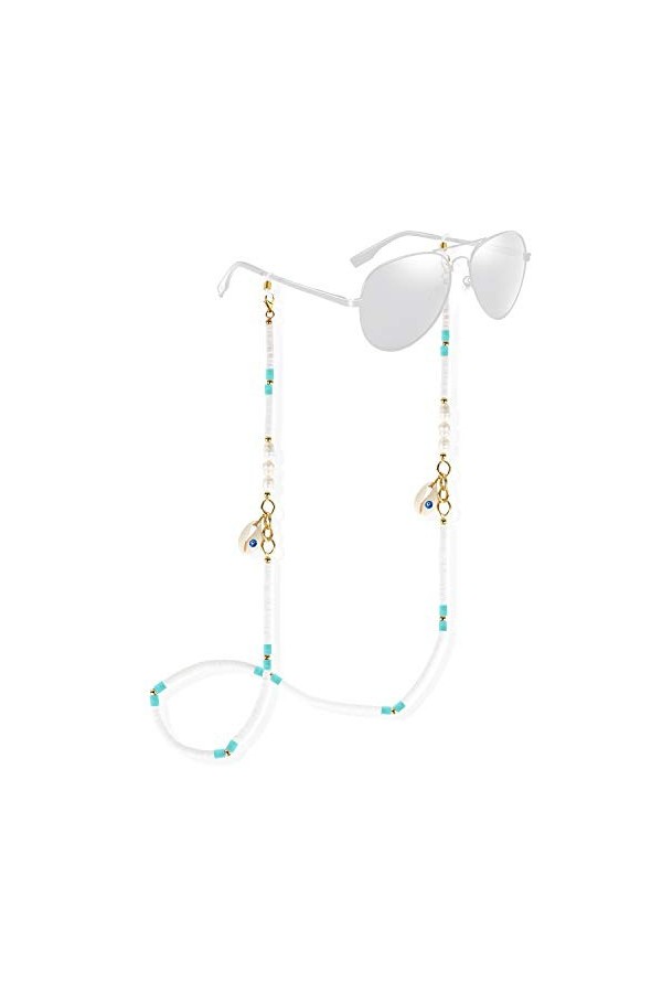 KELITCH Chaînes De Lunettes Sangles Cordons De Support Heishi Shell Charm Sangles De Lunettes De Soleil Lanières De Verre De 