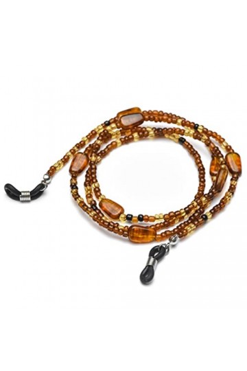 Teensery 1 lot de perles rétro avec chaîne de lunettes de soleil pour femme, ambre, ambre, Medium