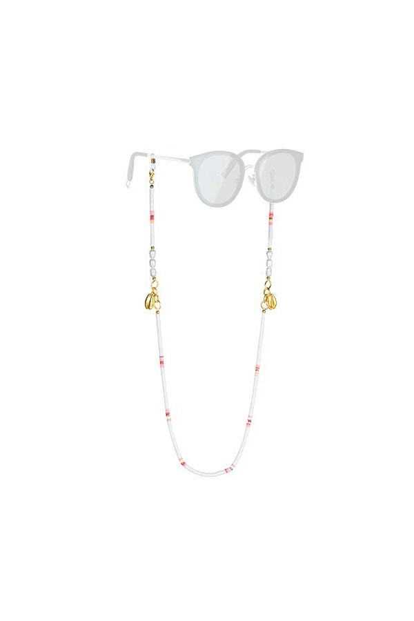 KELITCH Chaînes De Lunettes Sangles Cordons De Support Heishi Shell Charm Sangles De Lunettes De Soleil Lanières En Verre De 