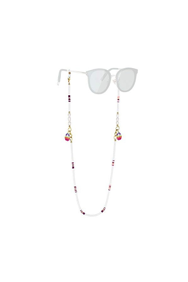 KELITCH Chaînes De Lunettes Sangles Cordons De Support Heishi Shell Charm Sangles De Lunettes De Soleil Lanières En Verre De 