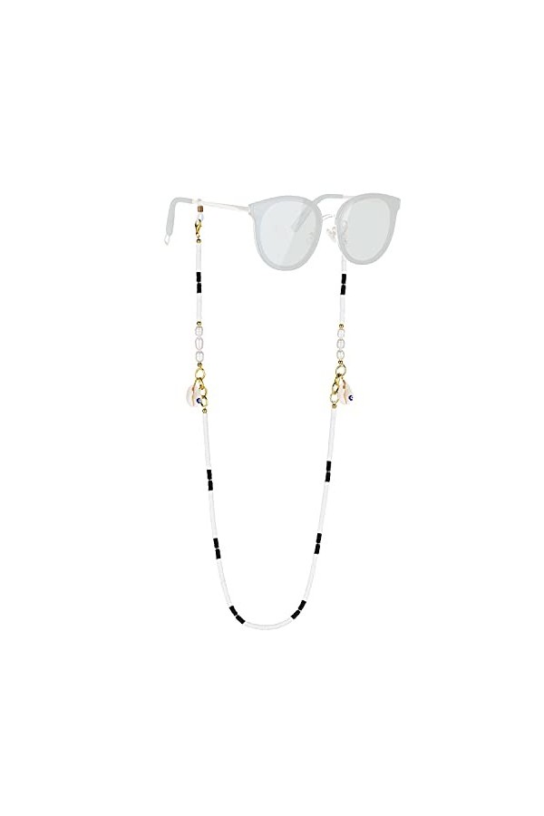 KELITCH Chaînes De Lunettes Sangles Cordons De Support Heishi Shell Charm Sangles De Lunettes De Soleil Lanières En Verre De 