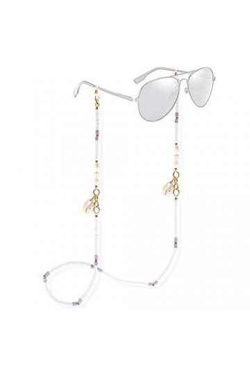 KELITCH Chaînes De Lunettes Sangles Cordons De Support Heishi Shell Charm Sangles De Lunettes De Soleil Lanières En Verre De 