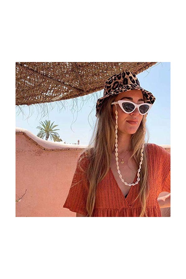 KELITCH Chaînes De Lunettes Sangles Cordons De Support Heishi Shell Charm Sangles De Lunettes De Soleil Lanières En Verre De 