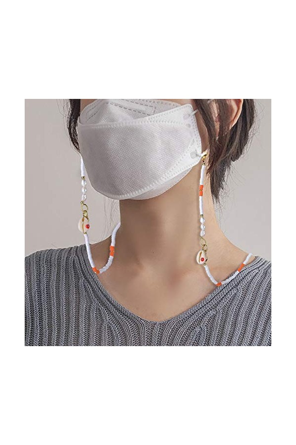 KELITCH Chaînes De Lunettes Sangles Cordons De Support Heishi Shell Charm Sangles De Lunettes De Soleil Lanières En Verre De 