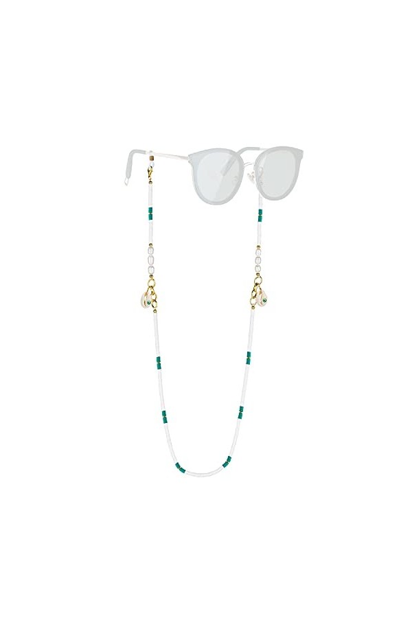 KELITCH Chaînes De Lunettes Sangles Cordons De Support Heishi Shell Charm Sangles De Lunettes De Soleil Lanières En Verre De 