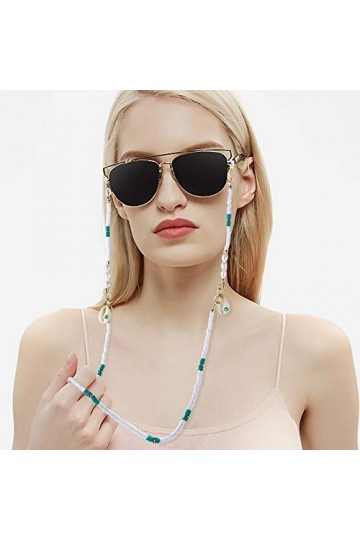 KELITCH Chaînes De Lunettes Sangles Cordons De Support Heishi Shell Charm Sangles De Lunettes De Soleil Lanières En Verre De 