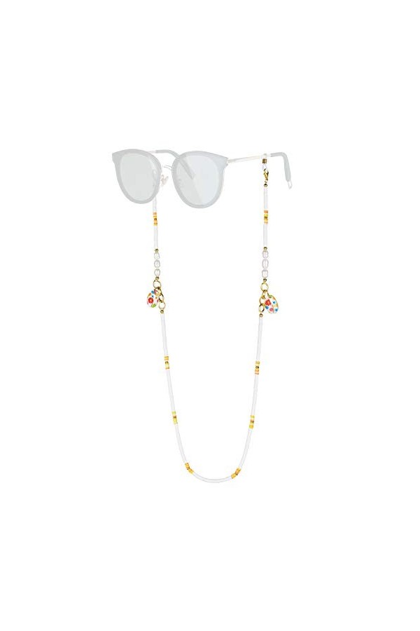 KELITCH Chaînes De Lunettes Sangles Cordons De Support Heishi Shell Charm Sangles De Lunettes De Soleil Lanières En Verre De 