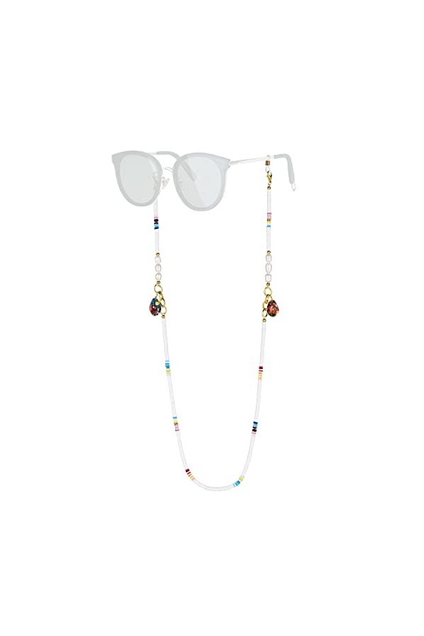KELITCH Chaînes De Lunettes Sangles Cordons De Support Heishi Shell Charm Sangles De Lunettes De Soleil Lanières En Verre De 