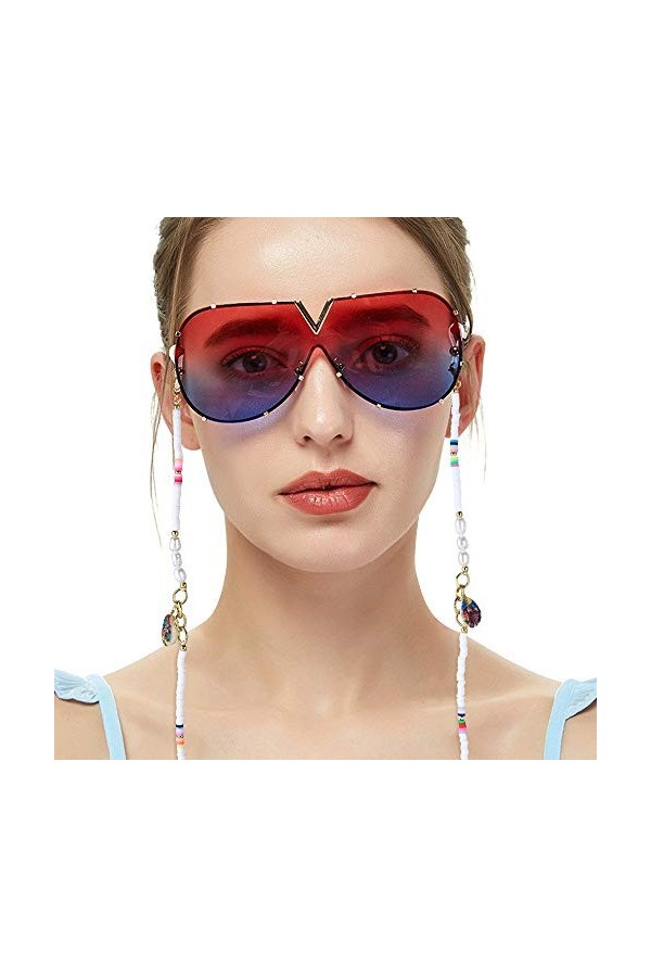 KELITCH Chaînes De Lunettes Sangles Cordons De Support Heishi Shell Charm Sangles De Lunettes De Soleil Lanières En Verre De 