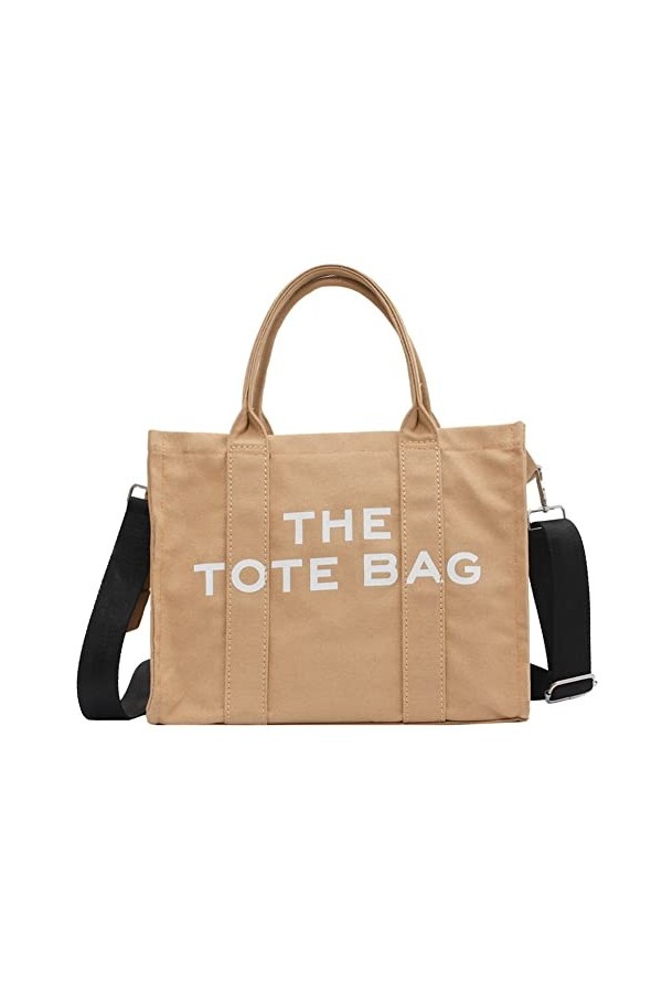 YILCER Sac Fourre-Tout en Toile pour Femme Grand Sac à Main Cabas Sac à Bandoulière en Toile avec Fermeture Éclair pour les V