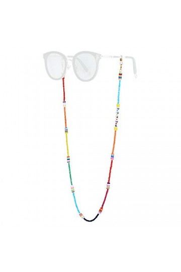 KELITCH Heishi Lunettes Perlées Chaîne Cordons Chaîne Smiley Lunettes De Soleil Chaîne Porte-Lunettes Sangle Cordons De Reten