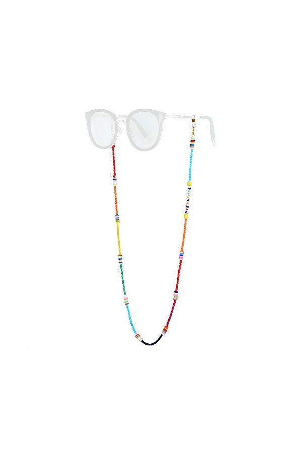 KELITCH Heishi Lunettes Perlées Chaîne Cordons Chaîne Smiley Lunettes De Soleil Chaîne Porte-Lunettes Sangle Cordons De Reten