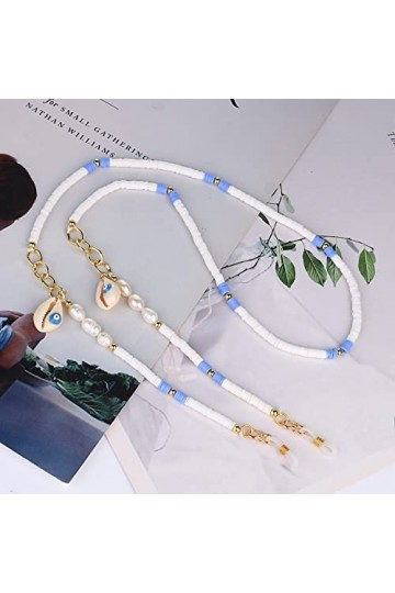 KELITCH Chaînes De Lunettes Sangles Cordons De Support Heishi Shell Charm Sangles De Lunettes De Soleil Lanières De Verre De 