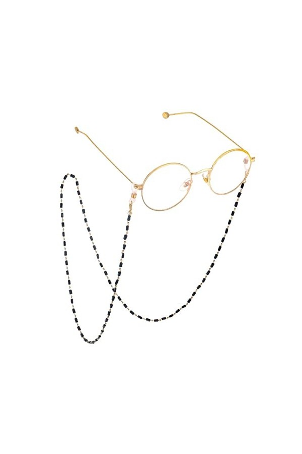 Gyrosphere Sangle Lunettes chaînes for Femmes Noir perlé Lunettes retenue Simple élégant Oeil chaîne chaîne Titulaire Lunette