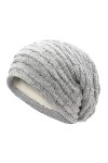 ZLYC Bonnet dhiver souple en tricot pour homme et femme avec doublure en polaire épaisse, Bleu marine uni, L/taille unique