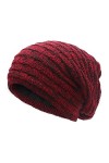 ZLYC Bonnet dhiver souple en tricot pour homme et femme avec doublure en polaire épaisse, Bleu marine uni, L/taille unique