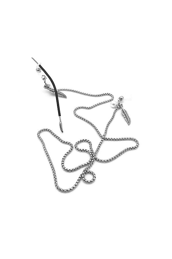 HczIon Chaîne Lunettes 2Pcs En Acier Inoxydable Lunettes En Forme De Feuille Chaîne Métal Lunettes De Soleil Cordon