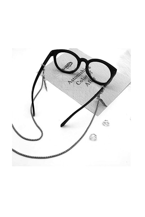 HczIon Chaîne Lunettes 2Pcs En Acier Inoxydable Lunettes En Forme De Feuille Chaîne Métal Lunettes De Soleil Cordon