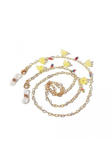 HczIon Chaîne Lunettes 2 Morceaux De Lunettes Chaîne Licou Chaînes Verres Cordon De Protection Contre Les Chutes,Jaune