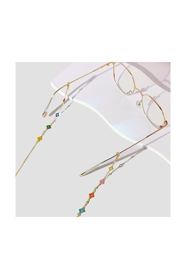 HczIon Chaîne Lunettes 2 Pièces De Lunettes Chaîne Ajourées Verres Colorés Chaîne Verres Anti Chute Cordon Anti Chute