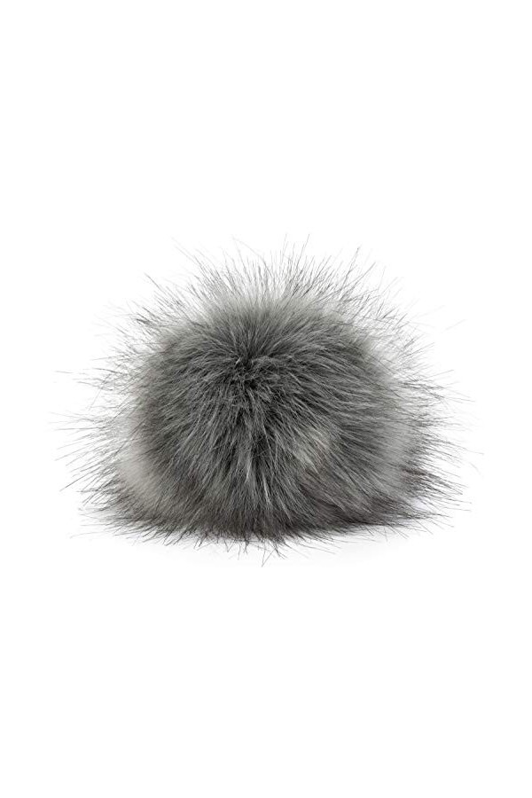 styleBREAKER Pompon en Fausse Fourrure pour Bonnets, Fourrure synthétique, Pompon dhiver 04024161, Couleur:Gris Clair-Noir