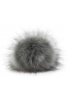 styleBREAKER Pompon en Fausse Fourrure pour Bonnets, Fourrure synthétique, Pompon dhiver 04024161, Couleur:Gris Clair-Noir