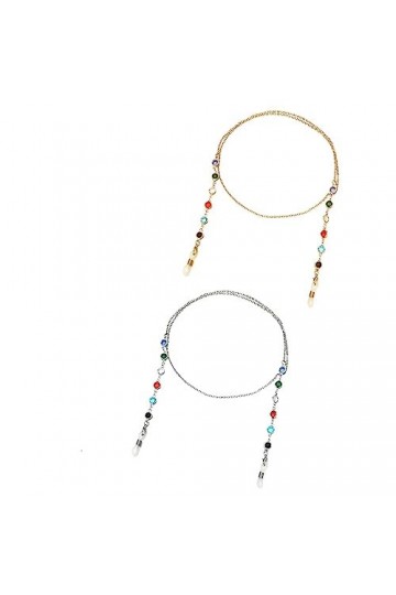 HczIon Chaîne Lunettes Lot De 2 Chaînes De Lunettes Perlées Porte Lunettes De Soleil À Chaîne De Lunettes Avec Cordon De Lani