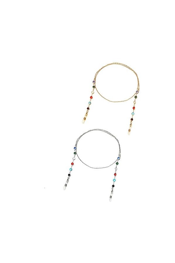 HczIon Chaîne Lunettes Lot De 2 Chaînes De Lunettes Perlées Porte Lunettes De Soleil À Chaîne De Lunettes Avec Cordon De Lani