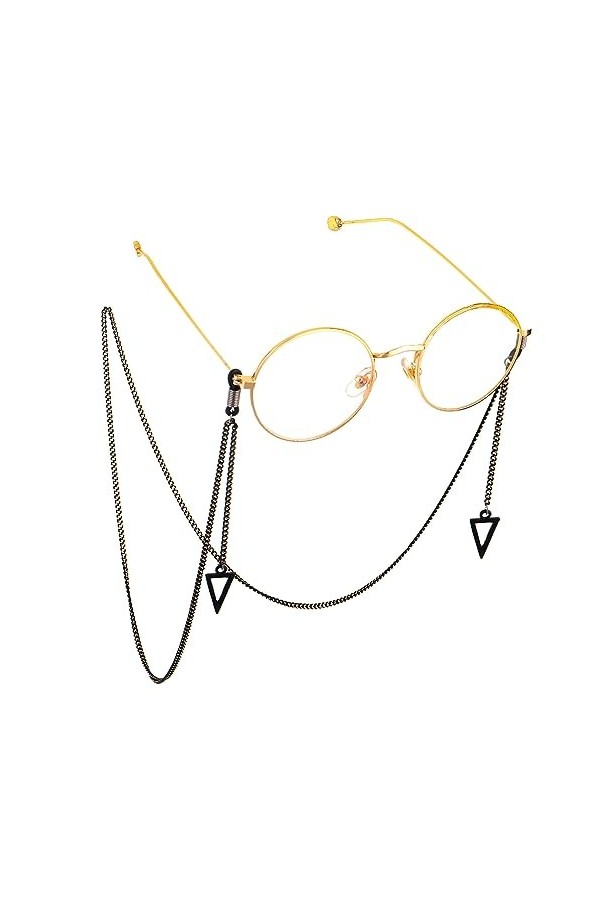 HczIon Chaîne Lunettes 2 Pièces De Cordon De Lunettes,Pendentif Triangle Noir,Chaîne De Lunettes,Accessoires De Lunettes De S