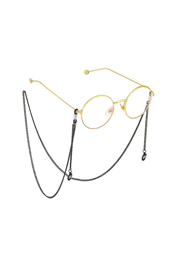 HczIon Chaîne Lunettes 2 Pièces De Cordon De Lunettes,Pendentif Noir Col Licou Noir,Chaîne De Lunettes,Accessoires De Lunette