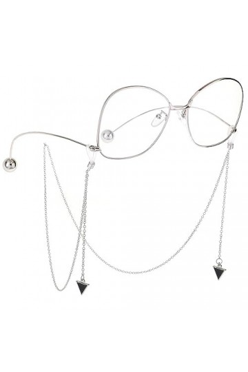 HczIon Chaîne Lunettes 2 Pièces De Cordon De Lunettes En Métal Antidérapant Chaîne De Suspensions Triangle D’Or Accessoires D