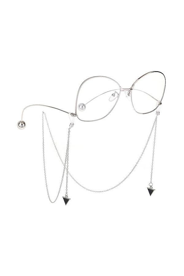 HczIon Chaîne Lunettes 2 Pièces De Cordon De Lunettes En Métal Antidérapant Chaîne De Suspensions Triangle D’Or Accessoires D