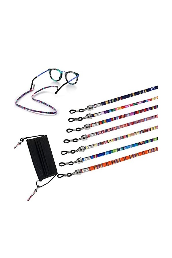 Androxeda Lunettes Strap Eyewear Retainer 7 Pack, Sunglasses Reading Glasses Holder Strap, Spectacles Chain Lanyard Cord