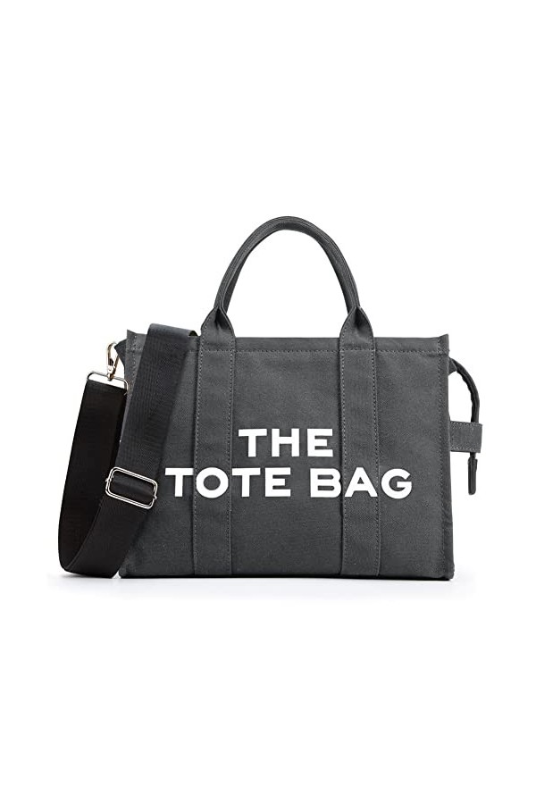 YILCER Sac Fourre-Tout en Toile pour Femme Grand Sac à Main Cabas Sac à Bandoulière en Toile avec Fermeture Éclair pour les V