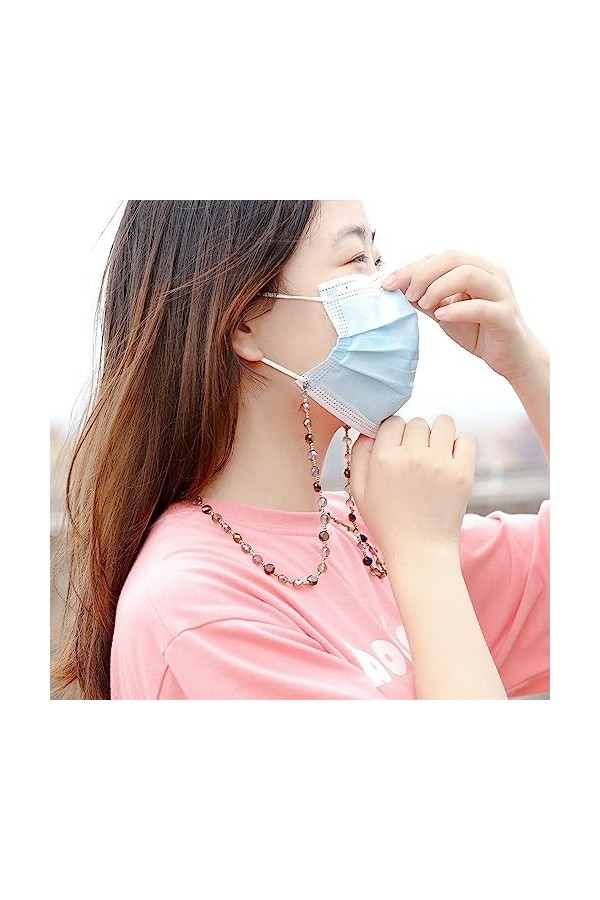 HczIon Chaîne Lunettes 2 Pièces De Chaîne De Lunettes Perlées,Chaîne De Masque De Lunettes Faites À La Main,Cordon De Chute