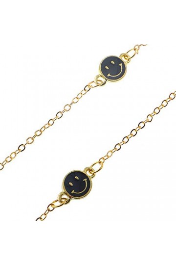 Chaîne de Lunettes Black Smiley Face Lunettes De Vue Strap Chaîne Lunettes Chaîne Anti-Perdu pour Femmes Titulaire De Lunette
