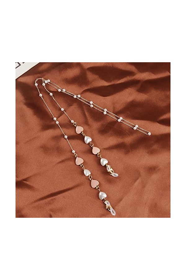 2021 Nouvelle Mode Perle Damier Étudiant Lunettes De Soleil Titulaire Lanière Amour Charme Antidérapant Lunettes Chaîne Bijou