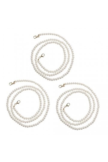 SOIMISS 3 Pièces Longe De Perles Anti-Perte Collier De Chaîne De Perles Collier Blanc Valance Blanche Lanière De Visage Avec 