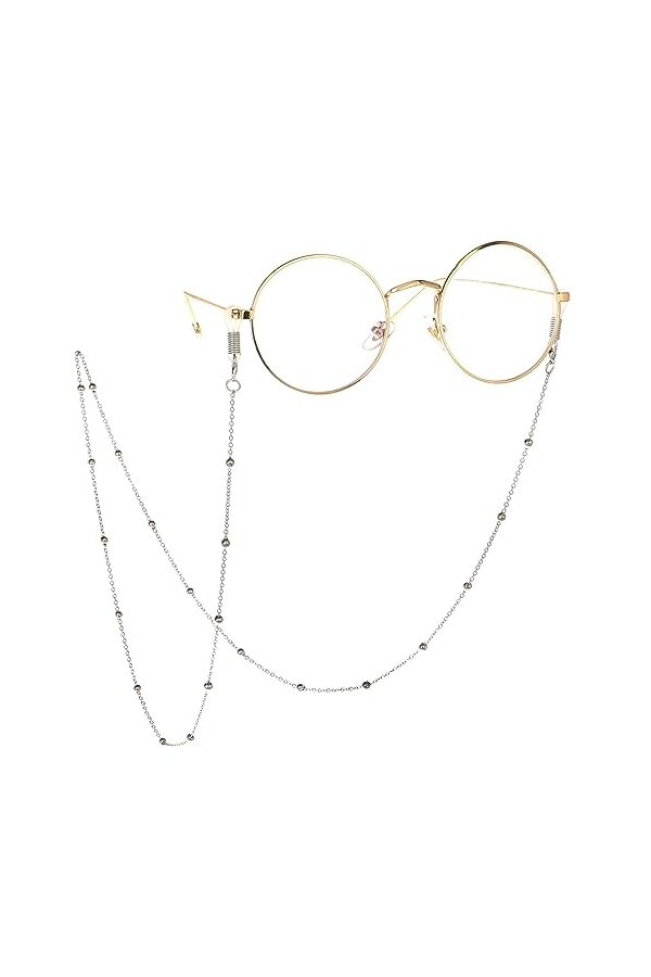 HczIon Chaîne Lunettes 2 Pièces Verres Perles De Cuivre Chaînes Verres Chaîne Verres Socle Fixe Lunettes De Soleil Ornement,A