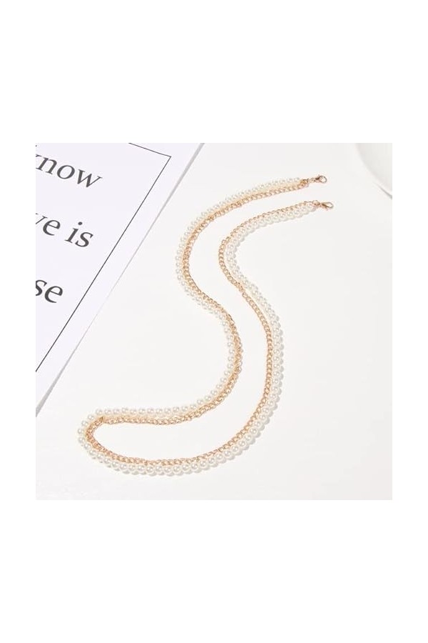 Chaîne de lunettes de perles multicouches de luxe mode porte-lunettes en cuir doré argenté lunettes de lecture lanière sangle